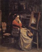 Jean Baptiste Camille  Corot The Studio Sweden oil painting artist